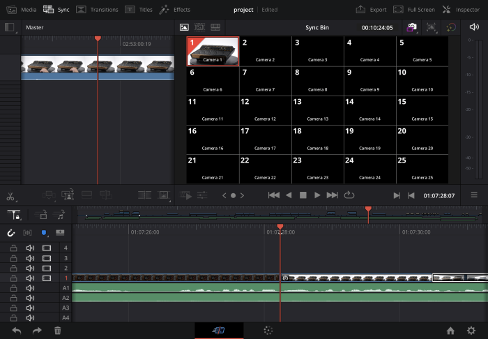 Trotzdem lassen sich Desktop-Projekte öffnen und sogar Multikamera-Schnitt ist möglich. (Screenshot: Martin Wolf/Golem.de)